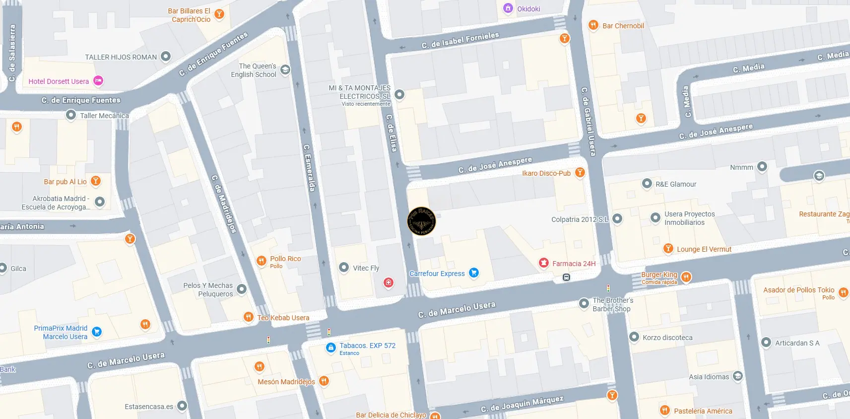 Mapa Mis Raízes en Usera, Madrid